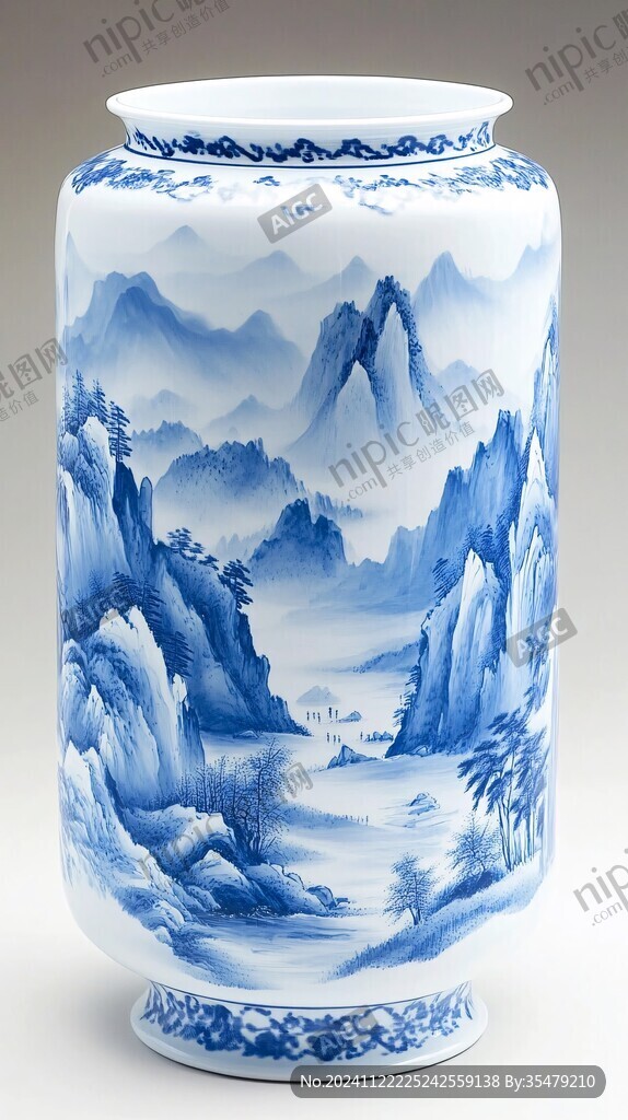 山水画青花瓷