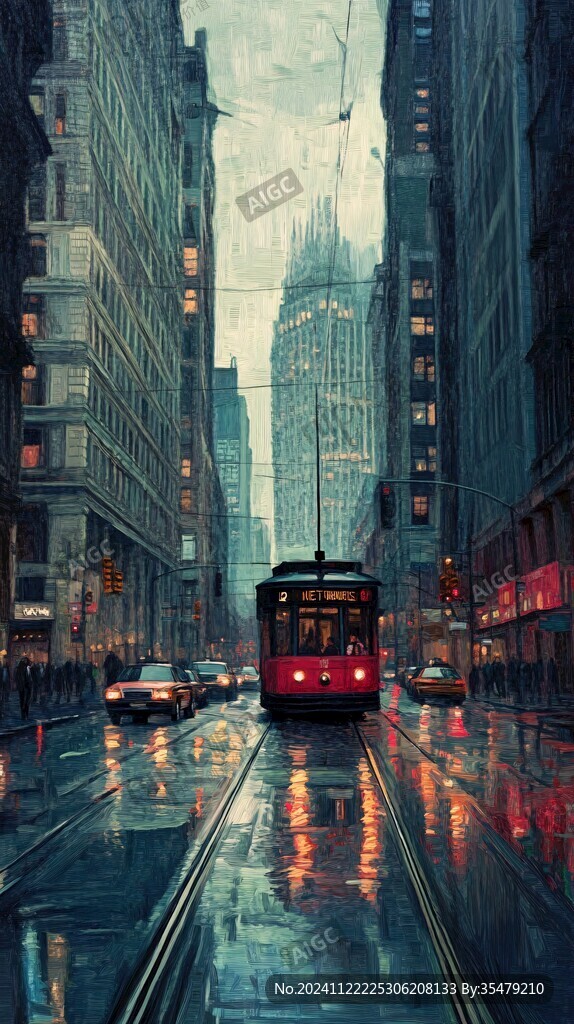 雨中城市街景