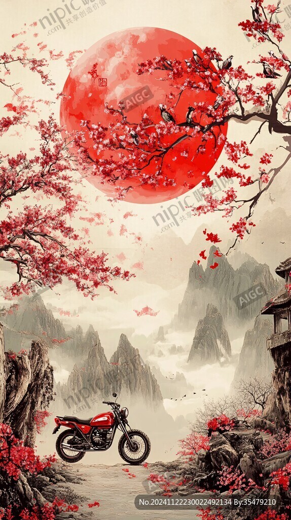 暖色调墨韵唯美红色