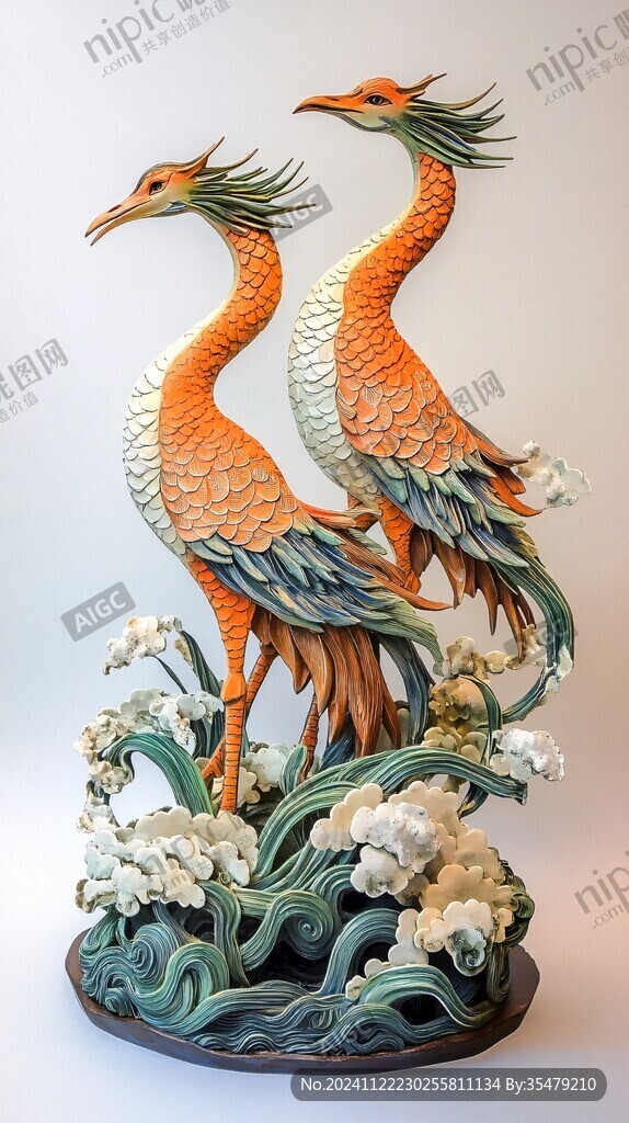 松鹤堆塑