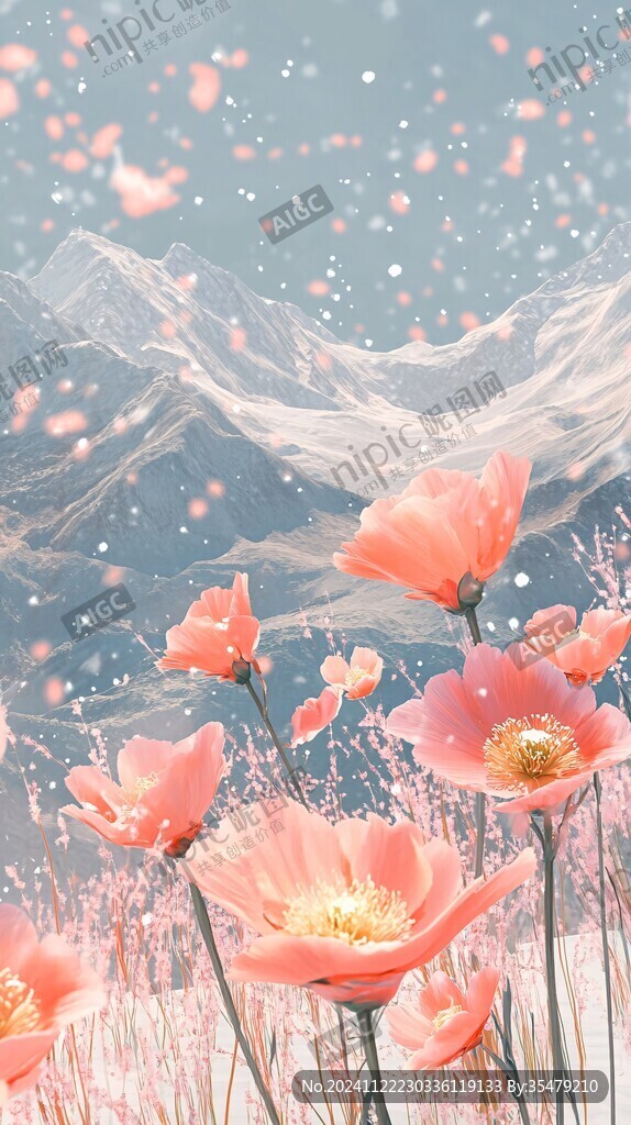 红花白雪绿植