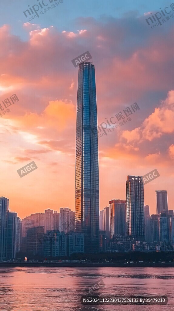 夕照天塔