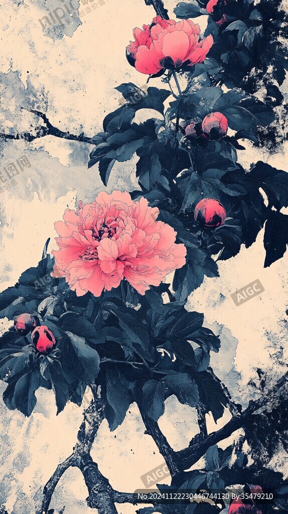 工笔山茶