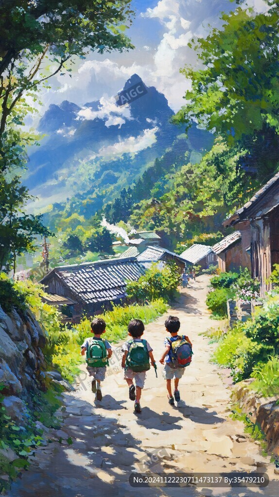 小时候场景插画
