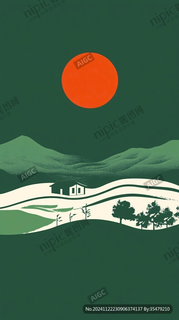 插画红日