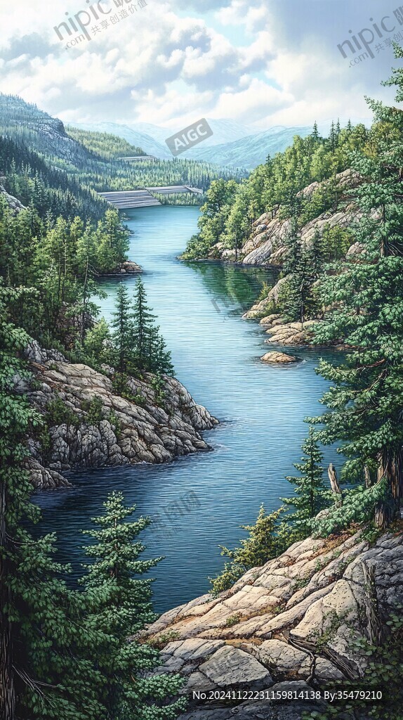 油画山水风景