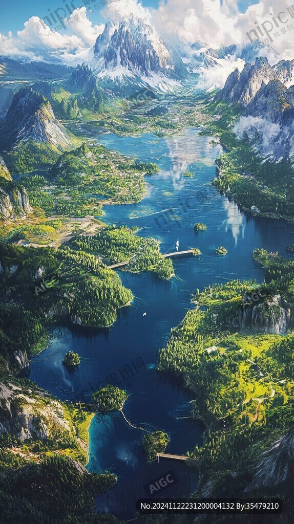 巨幅湖泊风景