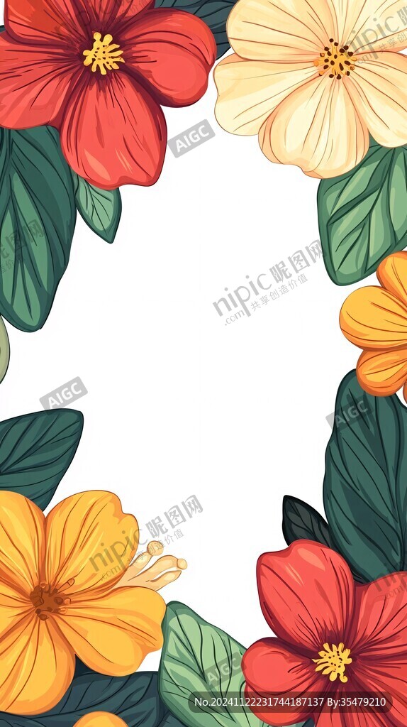 扁平化手绘花朵