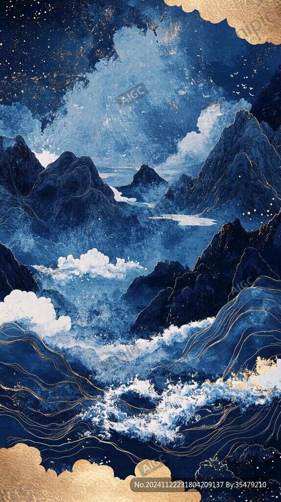 新中式金色山水