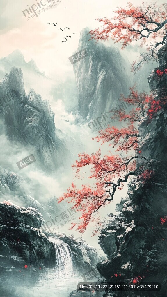 鸿运当头水墨山水