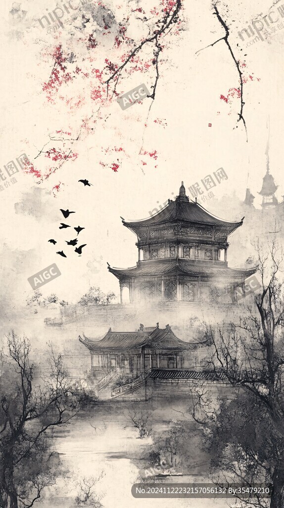 烟雨楼插画