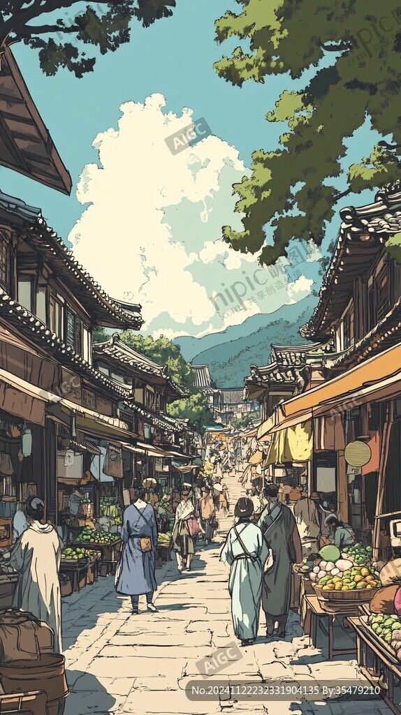 束河古镇插画