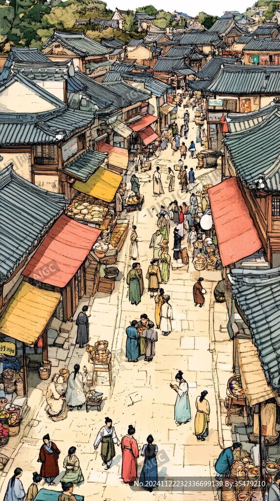 古代街景插画