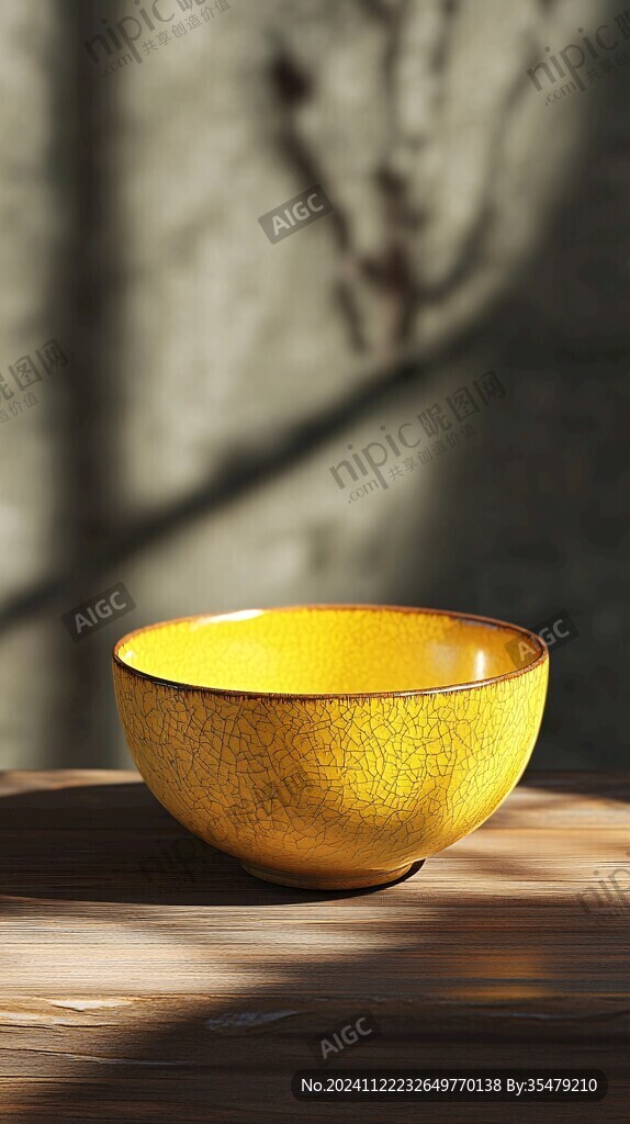 黄釉瓷碗素材