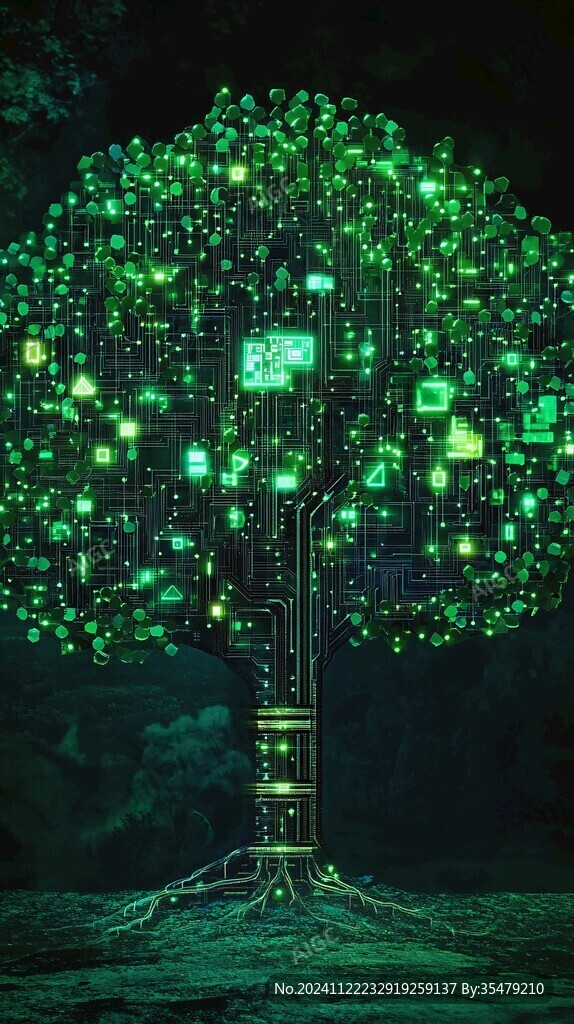 绿色科技树背景
