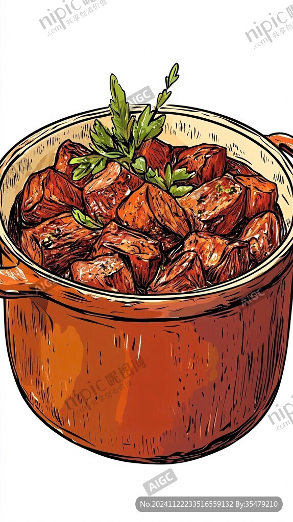 大锅卤肉插画