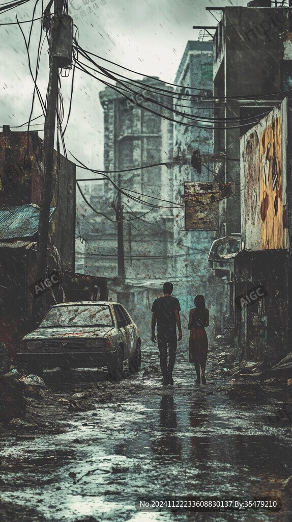 雨中的两个人