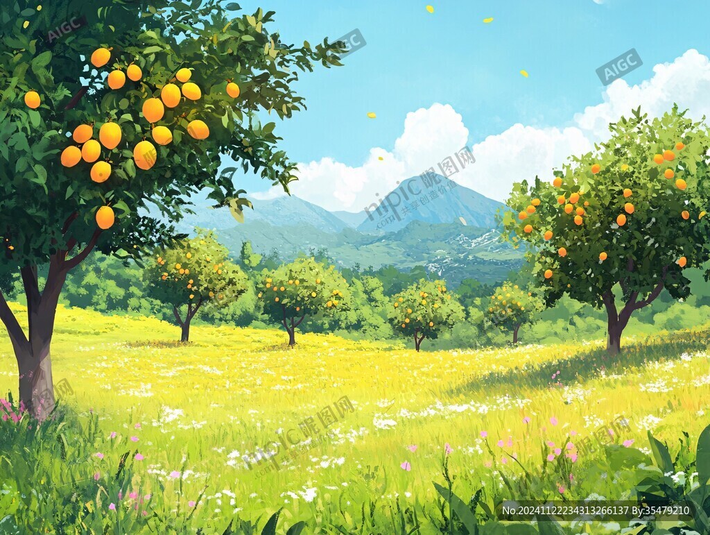果园插画田园风光