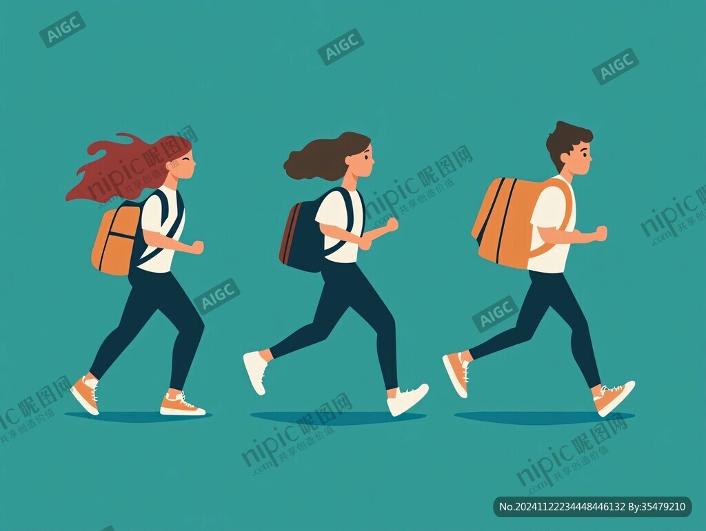 学生跑步背影