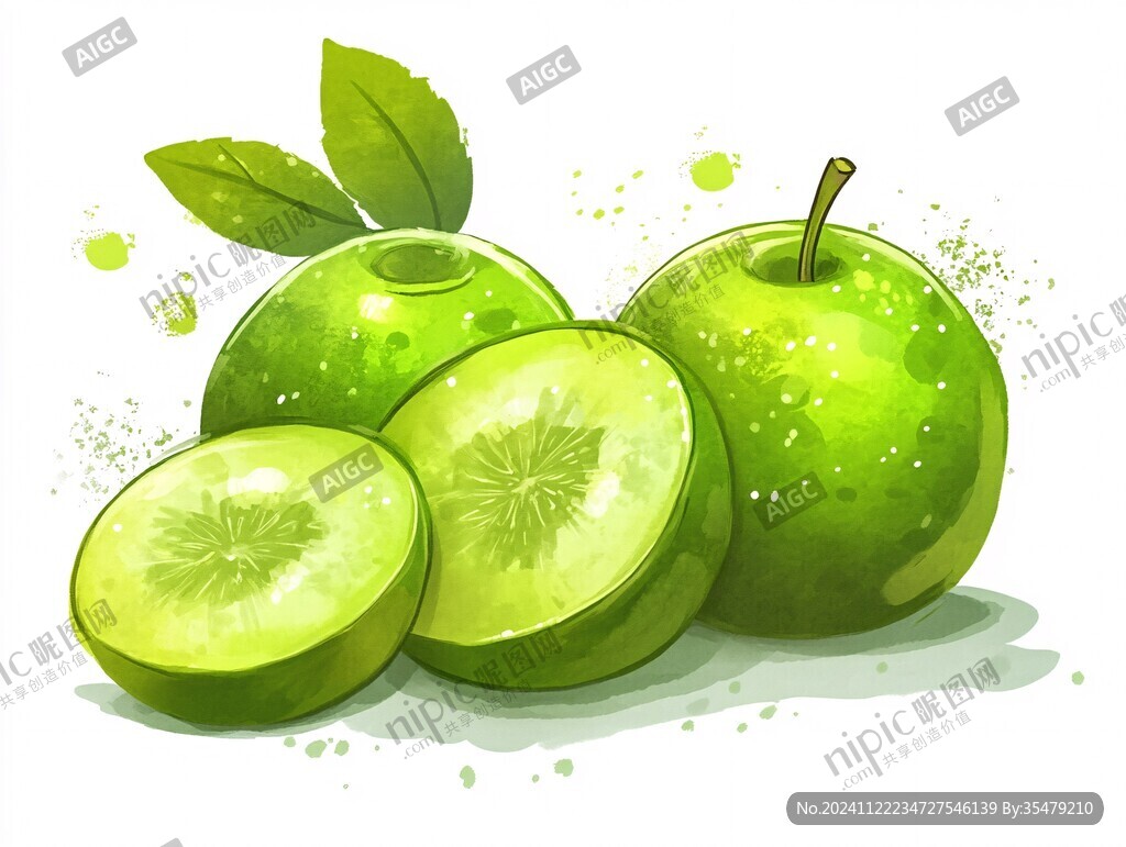 绿色苹果插画