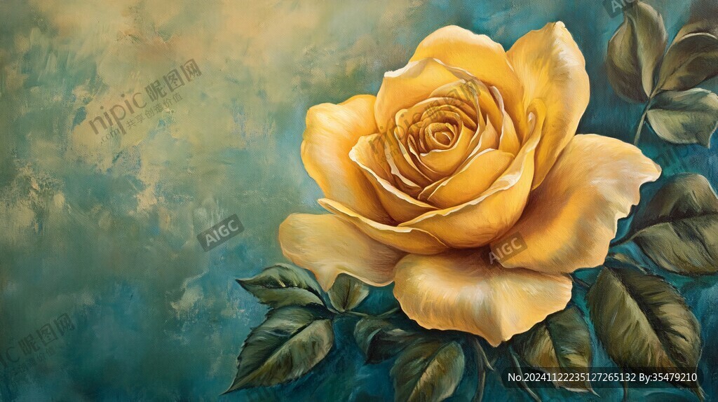 现代玫瑰花油画