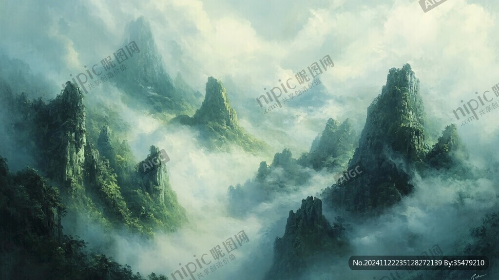 云雾缭绕仙山梦境