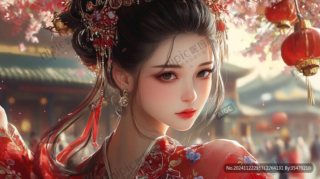 红衣少女设计古风