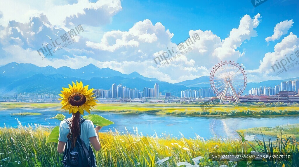 横琴插画