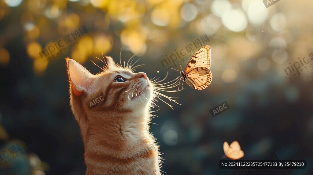 小猫戏蝶