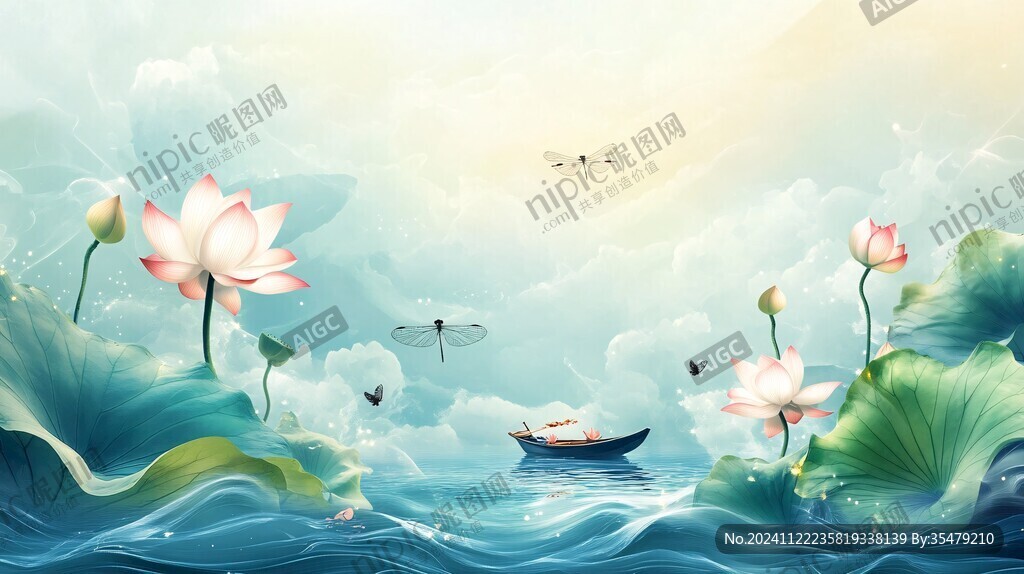 荷花海浪背景