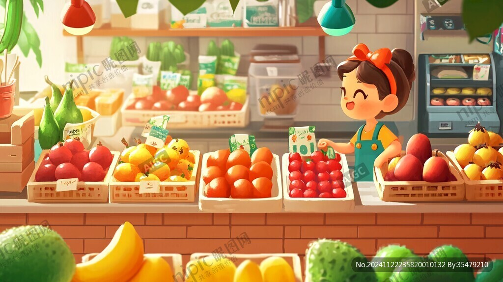 水果店形象插画