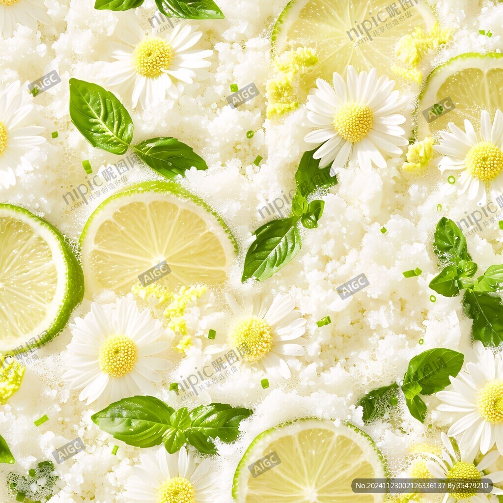 柠檬片玫瑰花菊花