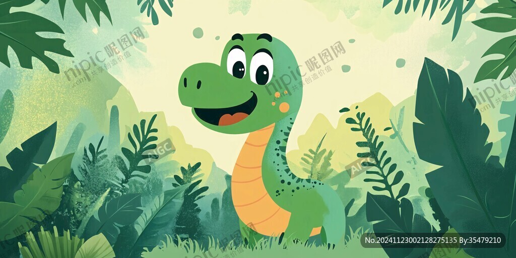 蜿龙扁平卡通插画