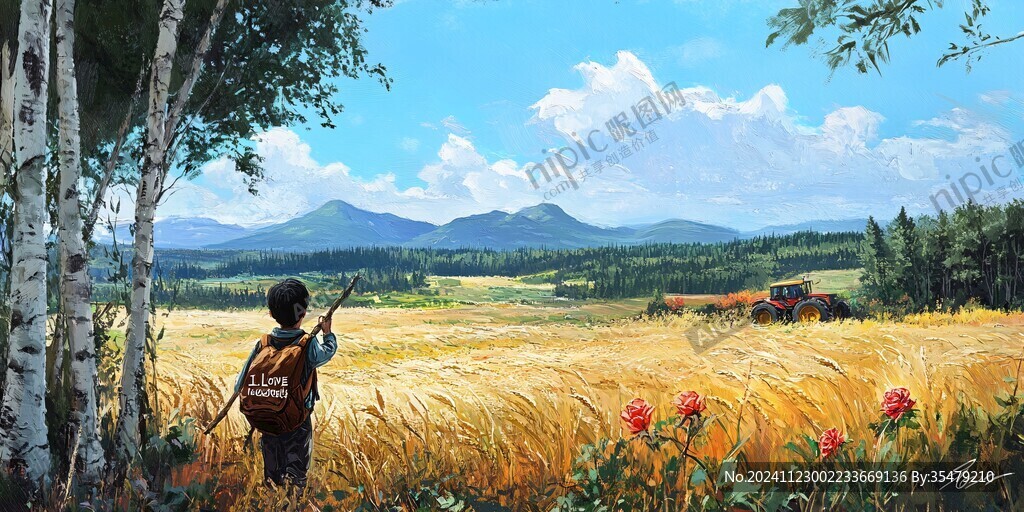 禾木风景插画