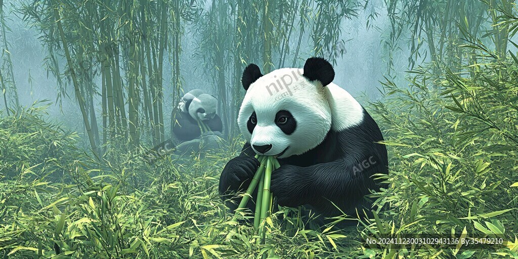 写实熊猫插画