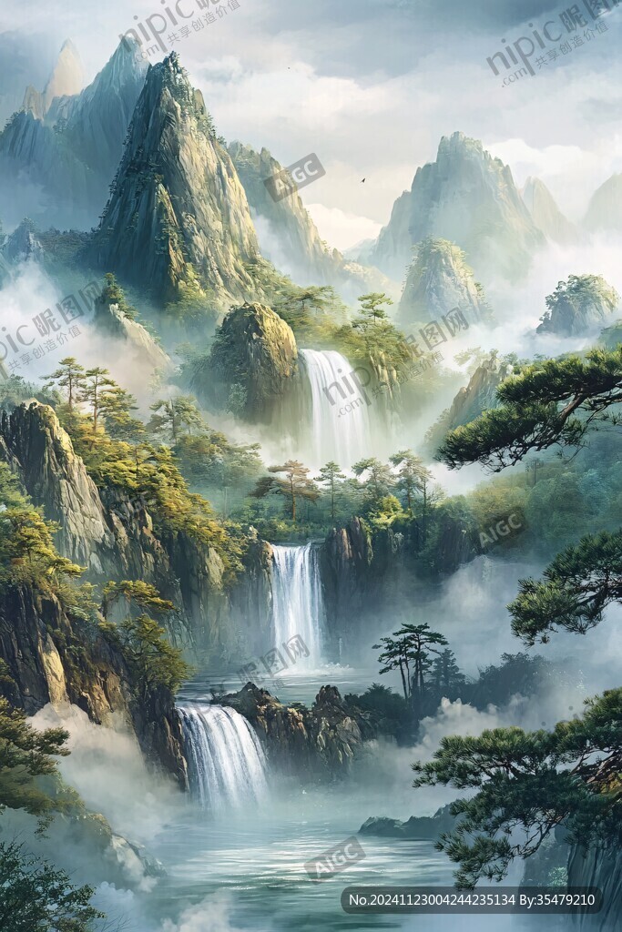 3d工笔山水图