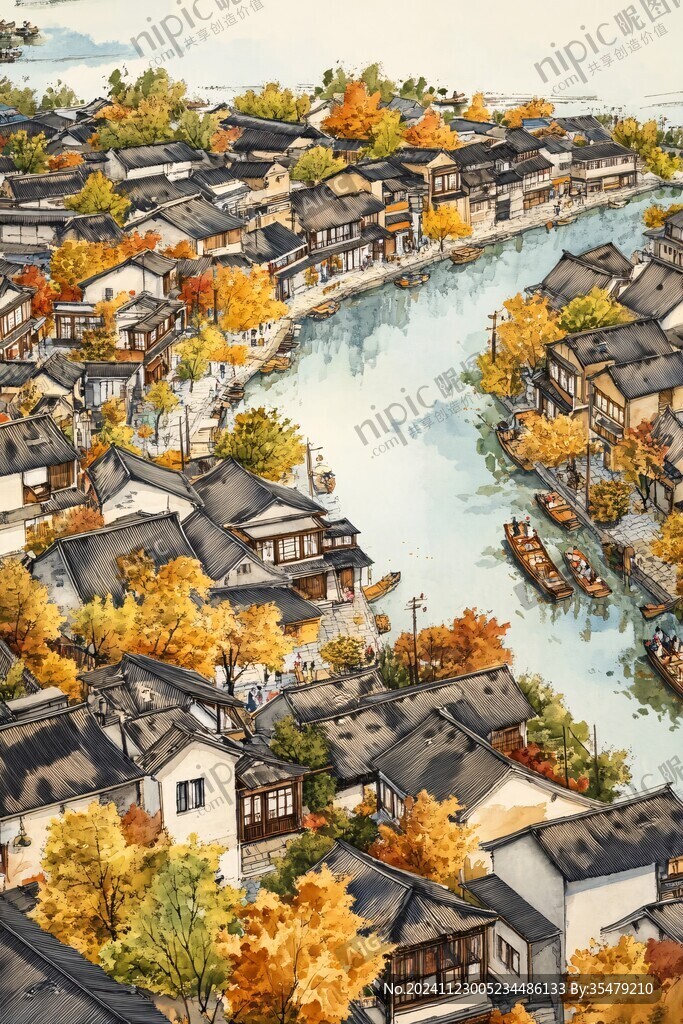 金陵小镇插画