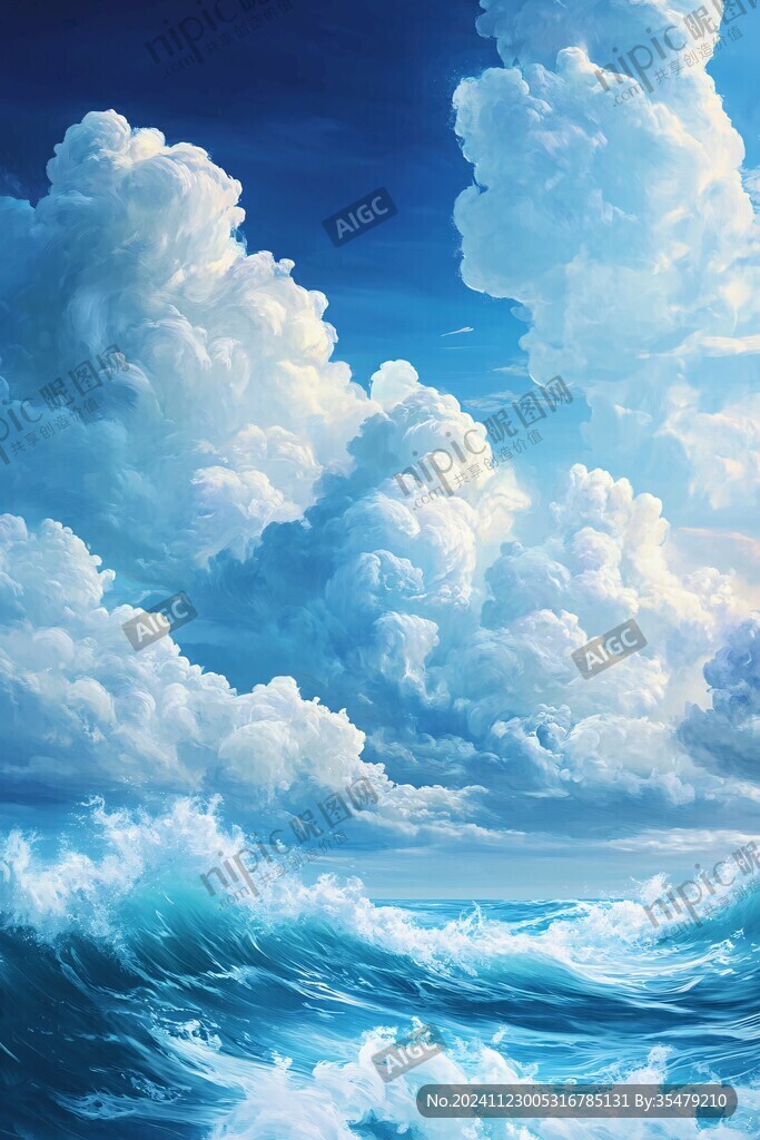 插画海洋辽阔