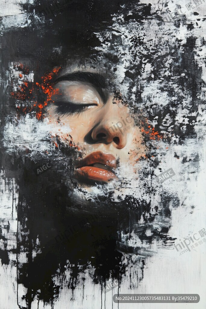 人脸色块拼接装饰画