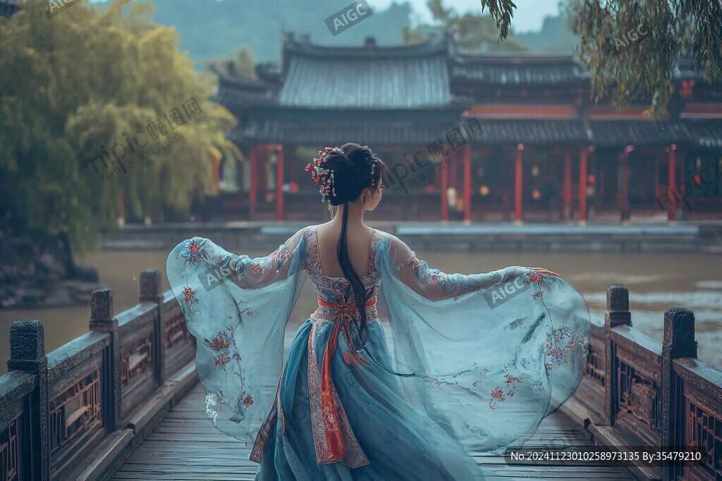 蓝色汉服