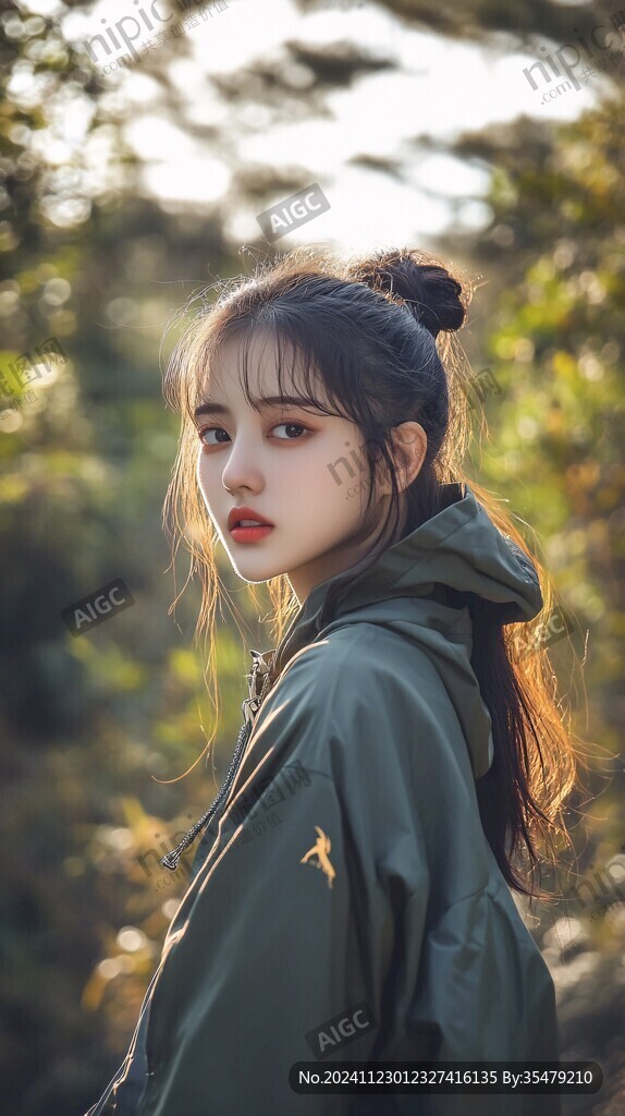 绿茵下的少女