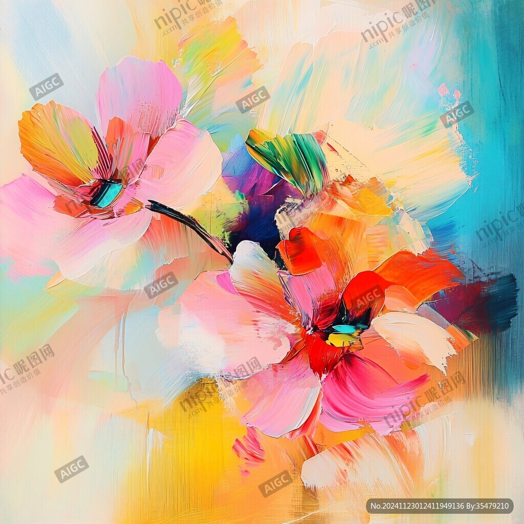 现代抽象花卉油画