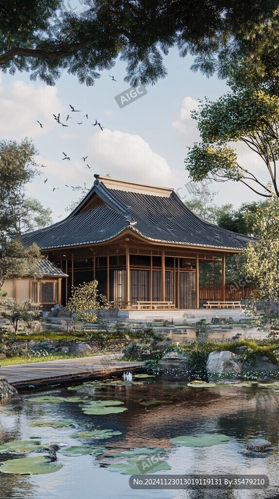 竖版新中式古建筑