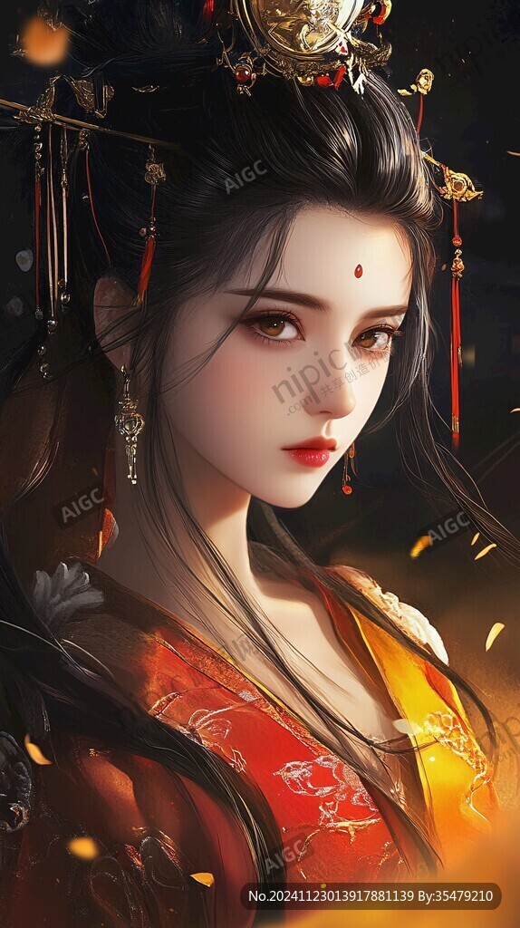红衣少女设计古风