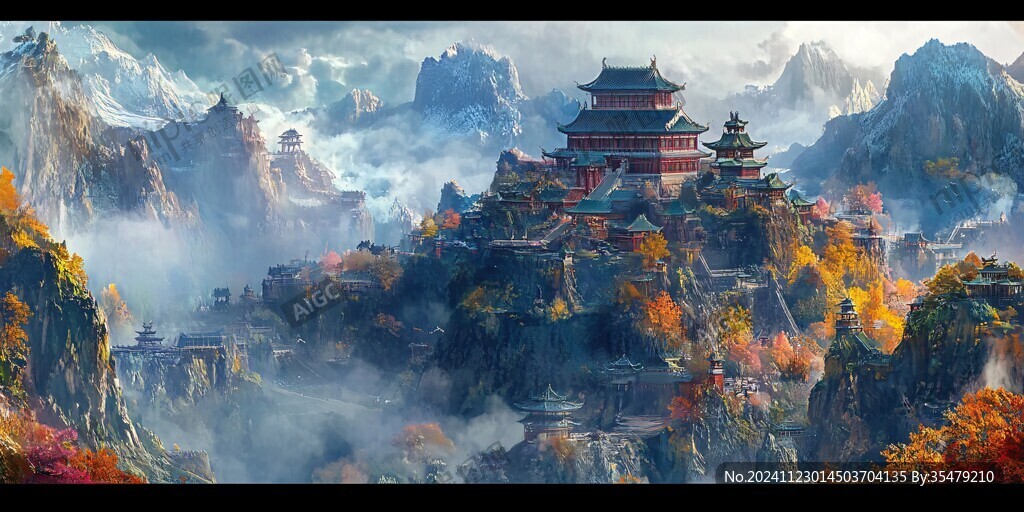 宫殿楼阁仙境仙人大殿