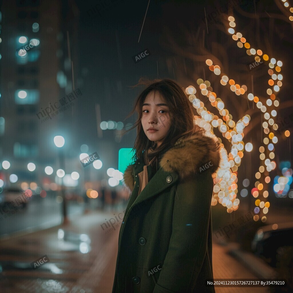 夜景美女人像