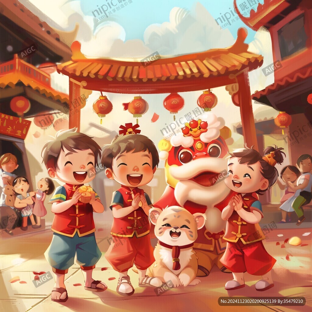 新年场景插画