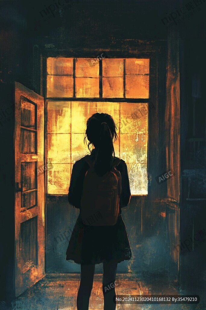 门口女人剪影