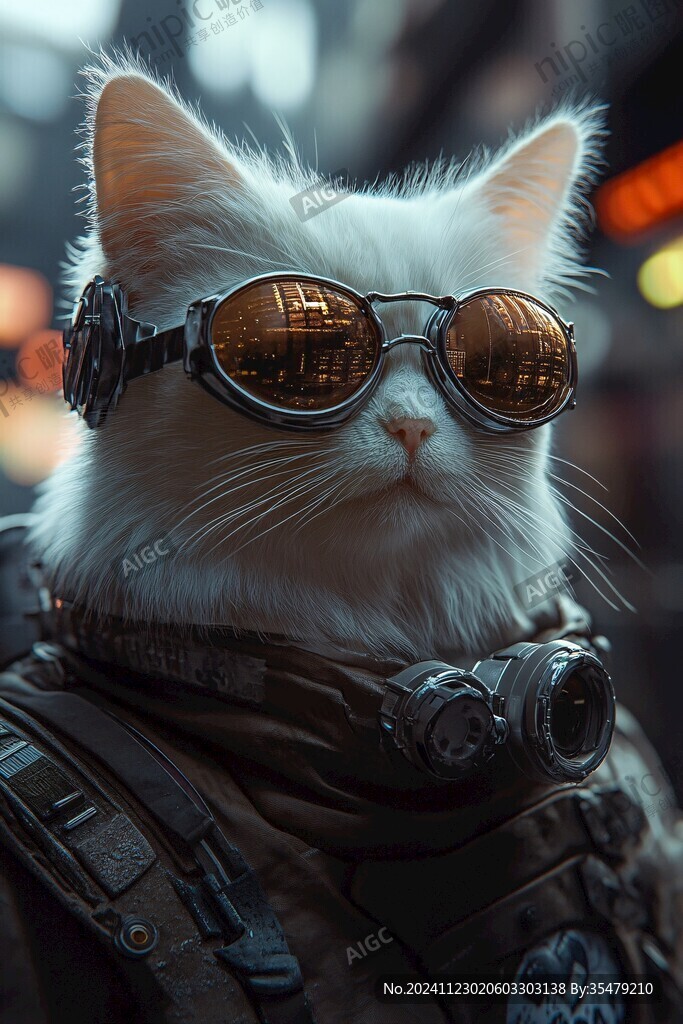 戴着蒸汽朋克护目镜的猫