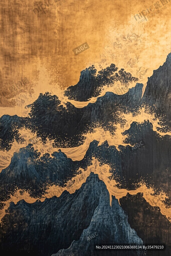 新中式烫金金箔山水